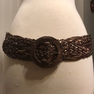 Bronze color woven leather belt